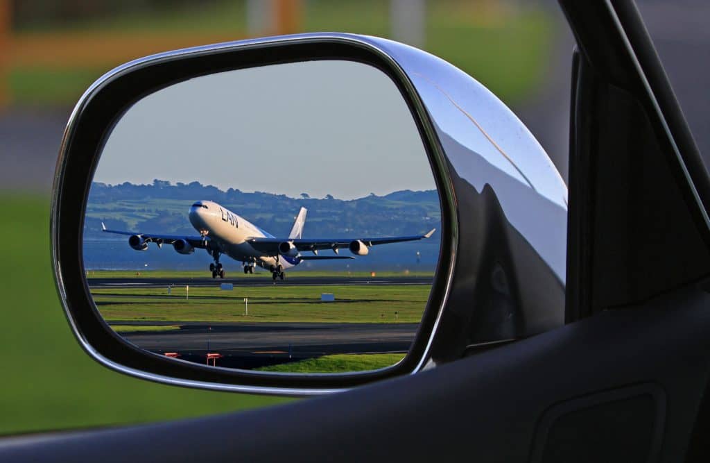Mirror view of Airplane in Thessaloniki Airport
